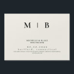 Simple & Sleek Monogram Beige Save the Date  Magnetic Invitation<br><div class="desc">Simple & Sleek Beige with Black Monogram Save the Date.  Wedding. First and Last Names.  Modern. Magnetic.</div>