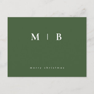Simple Sleek Monogram Christmas  Postcard