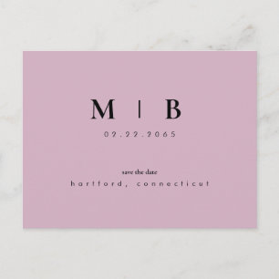 Simple & Sleek Monogram Lavender II Save the Date Announcement Postcard
