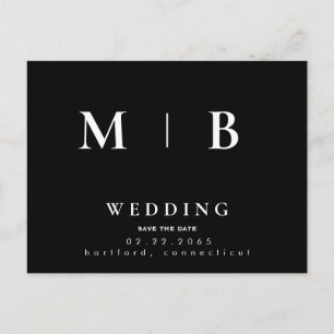 Simple & Sleek Monogram Wedding Save the Date III Announcement Postcard
