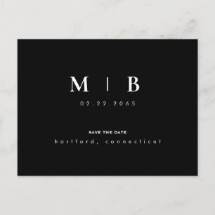 Simple & Sleek Monogram Wedding Save the Date QR Announcement Postcard