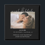 Simple & Sleek Photo Black Wedding Save the Date Magnet<br><div class="desc">Contemporary Photo Black and White Text Wedding Save the Date Magnet.</div>