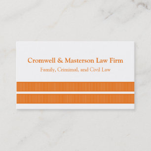 Simple Sleek Stripes Business Card, Orange Card