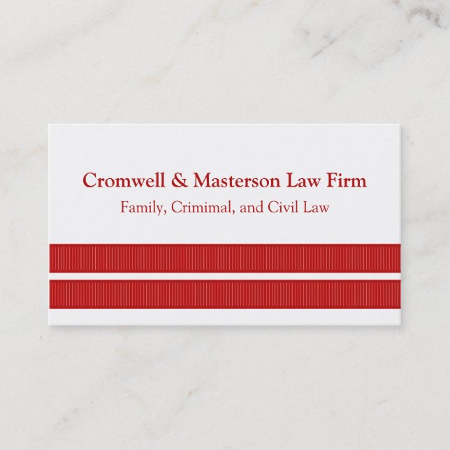 Simple Sleek Stripes Business Card, Red Card (Front)