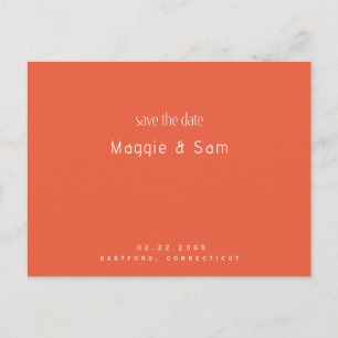 Simple Sleek Tangerine Save the Date Wedding Postcard