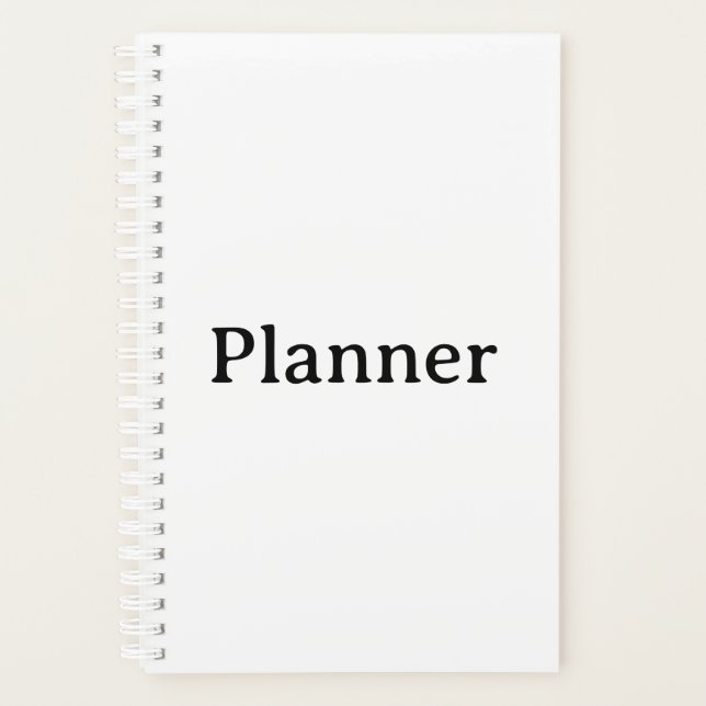 Simple Small 5.5" x 8.5" Hard Cover, White Spiral  Planner (Front)