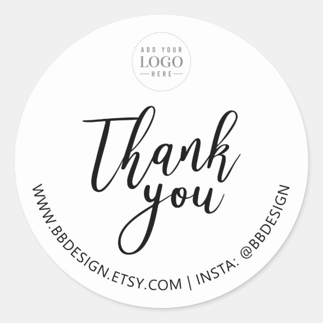 Simple Small Business Logo Thank you sticker (Front)