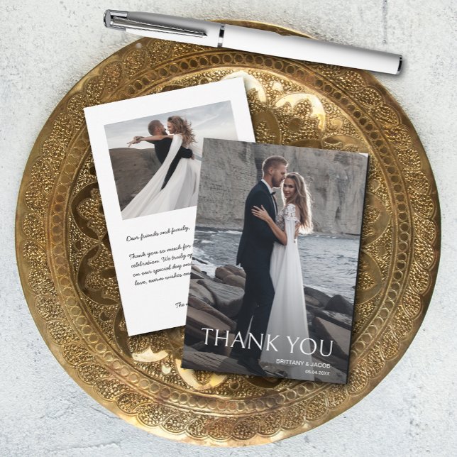 Simple Small Photo Wedding Thank You Card (SMALL 3.5" x 5" (you can change the size when ordering.))