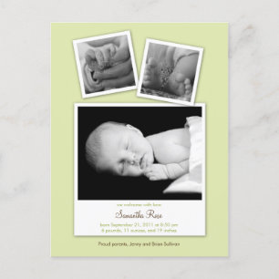 Simple Snapshots Baby Birth Announcement (Green)