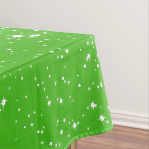 Simple Snow and Stars on BRIGHT GREE or Your Col Tablecloth