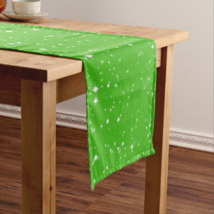 Simple Snow and Stars on GREEN or Your Color Short Table Runner