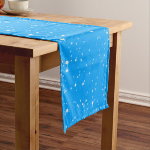 Simple Snow and Stars on LIGHT BLUE or Your Color Short Table Runner