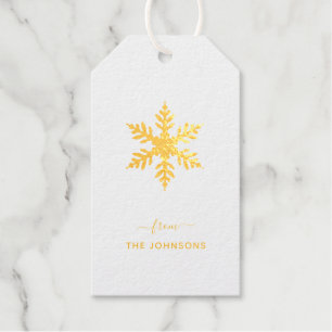 Simple Snowflake Gold foil Holiday  Gift Tags