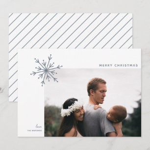 Simple Snowflake Japandi Christmas Photo Holiday C Card