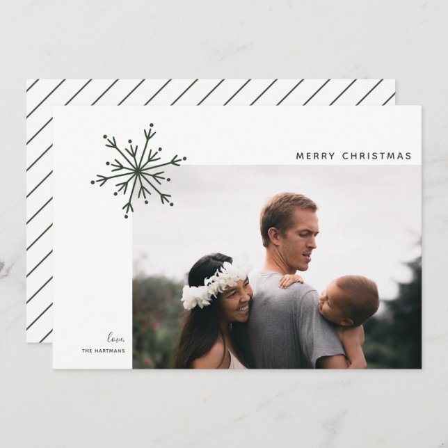 Simple Snowflake Japandi Christmas Photo Holiday Card (Front/Back)