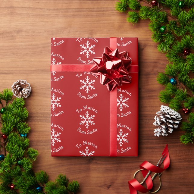 Simple Snowflake on Deep Red Wrapping Paper (Holiday Gift)