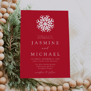 Simple Snowflake Red Wedding Invitation