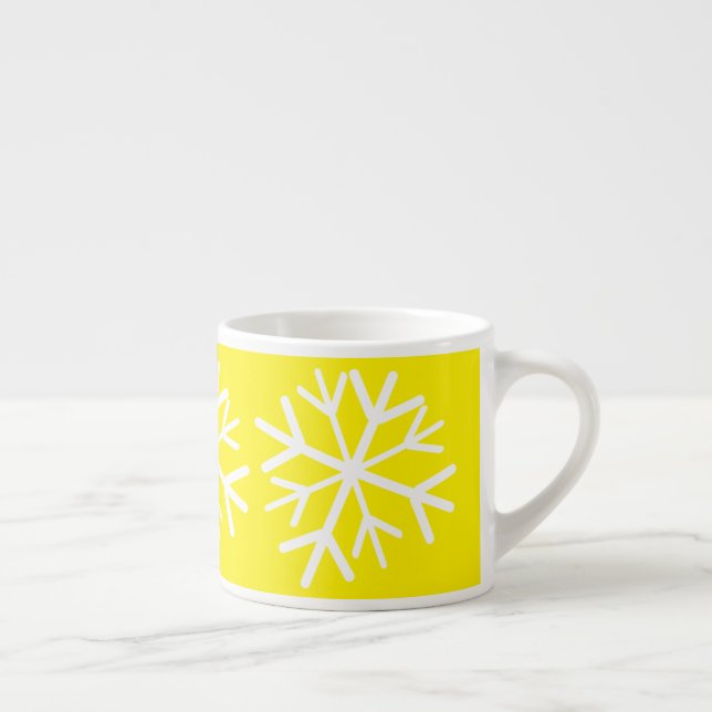 Simple Snowflake White  Bright Yellow  Espresso Cup (Right)