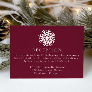Simple Snowflake Wine Wedding Reception Enclosure Card