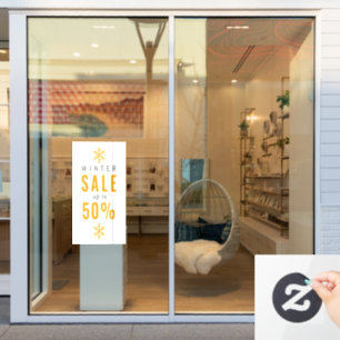 Simple snowflake winter sale sign window cling