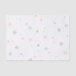 Simple Snowflakes Pastel Coral Rose Teal Tissue Paper