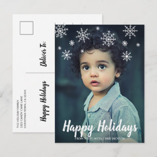 Simple Snowflakes Photo Modern Holiday Postcard