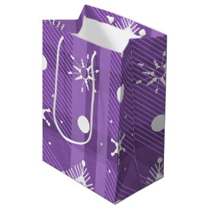 Simple Snowflakes Purple Plaid Medium Gift Bag