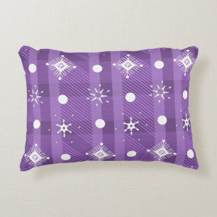 Simple Snowflakes Purple Plaid Pattern Decorative Cushion