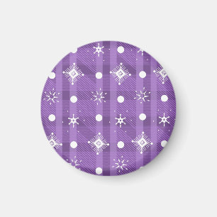 Simple Snowflakes Purple Plaid Pattern Magnet