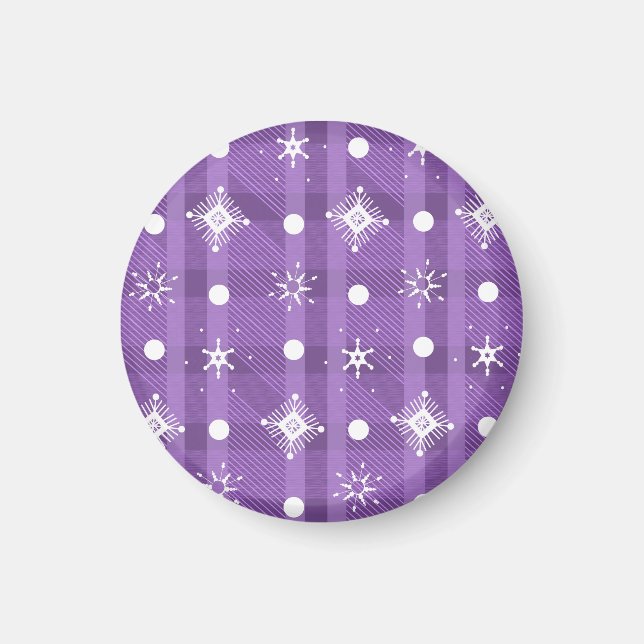 Simple Snowflakes Purple Plaid Pattern   Magnet (Front)