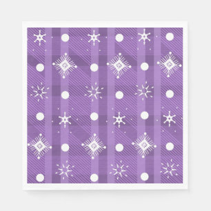Simple Snowflakes Purple Plaid Pattern    Napkin