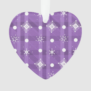 Simple Snowflakes Purple Plaid Pattern    Ornament