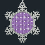 Simple Snowflakes Purple Plaid Pattern     Snowflake Pewter Christmas Ornament<br><div class="desc">Christmas Snowflakes and Plaid Background</div>