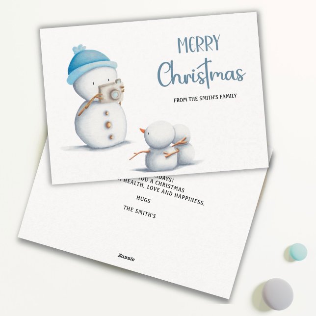 Simple Snowman Photographer Merry Christmas Holiday Card (Creator Uploaded)