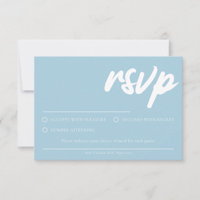 Simple Soft Blue RSVP card With Meal Choice (Front)