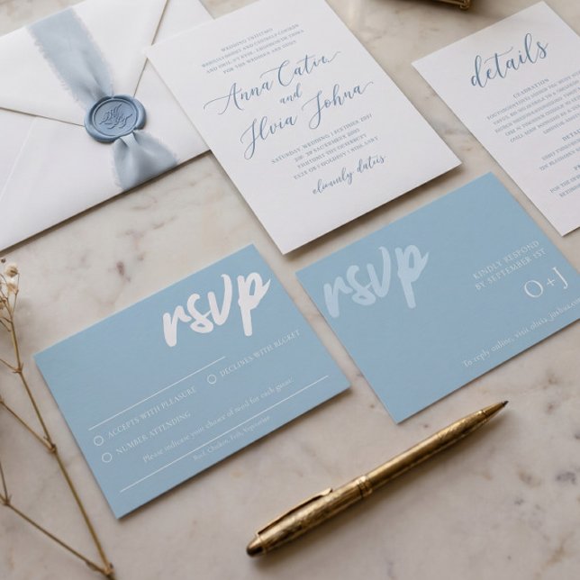 Simple Soft Blue RSVP card With Meal Choice (Creator Uploaded)