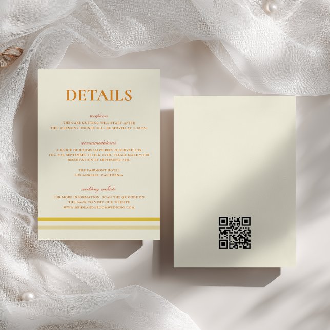 Simple Soft Butter Yellow Wedding Details QR Code Enclosure Card (Creator Uploaded)