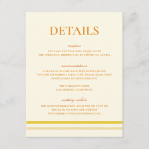 Simple Soft Butter Yellow Wedding Details QR Code Enclosure Card