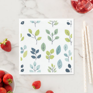 Simple Soft Green Botanical Leaf Design Napkin