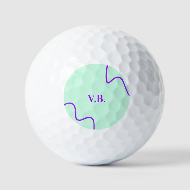 Simple solid color add name text monogram  golf balls (Front)
