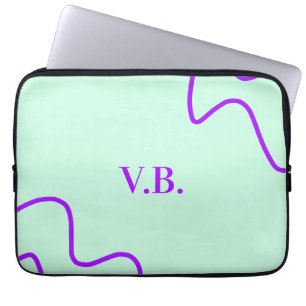 Simple solid color add name text monogram laptop sleeve