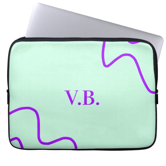 Simple solid color add name text monogram  laptop sleeve (Front)