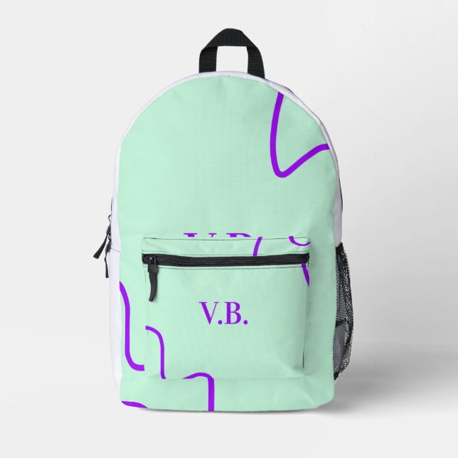 Simple solid color add name text monogram  printed backpack (Front)