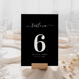 Simple Solid Color Black Wedding Table Number