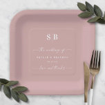 Simple Solid Color Dusty Mauve Wedding Monogram Paper Plate<br><div class="desc">Simple Solid Color Dusty Mauve Wedding Monogram Reception Personalized Paper plates. This modern wedding or any event Paper plate design is simple and minimal with a plain solid background color and trendy signature calligraphy script fonts. Shown in the new Wedding Color Palette. Also features a simple monogram on the top....</div>