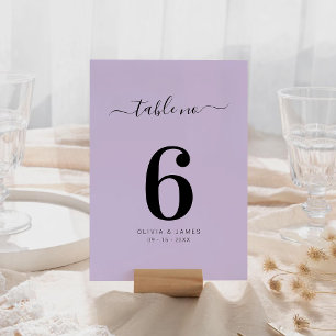 Simple Solid Color Purple Wedding Table Number