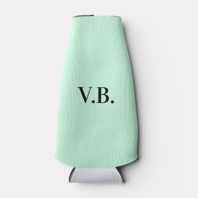 Simple solid colour add name text monogram   bottle cooler (Front)
