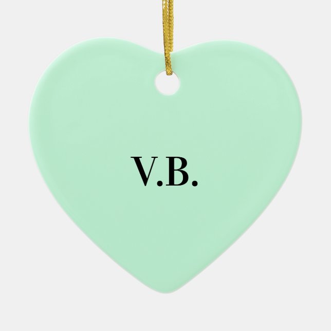 Simple solid colour add name text monogram  ceramic tree decoration (Front)