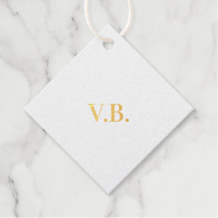 Simple solid colour add name text monogram favour tags
