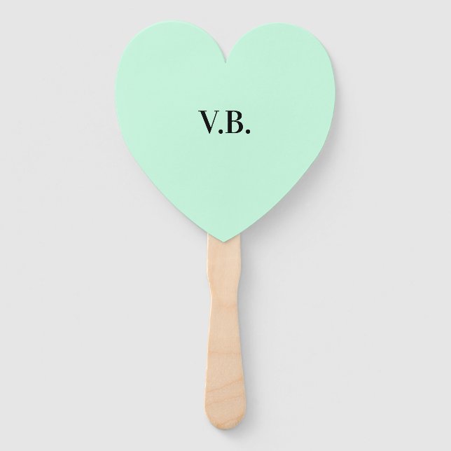 Simple solid colour add name text monogram hand fan (Front)